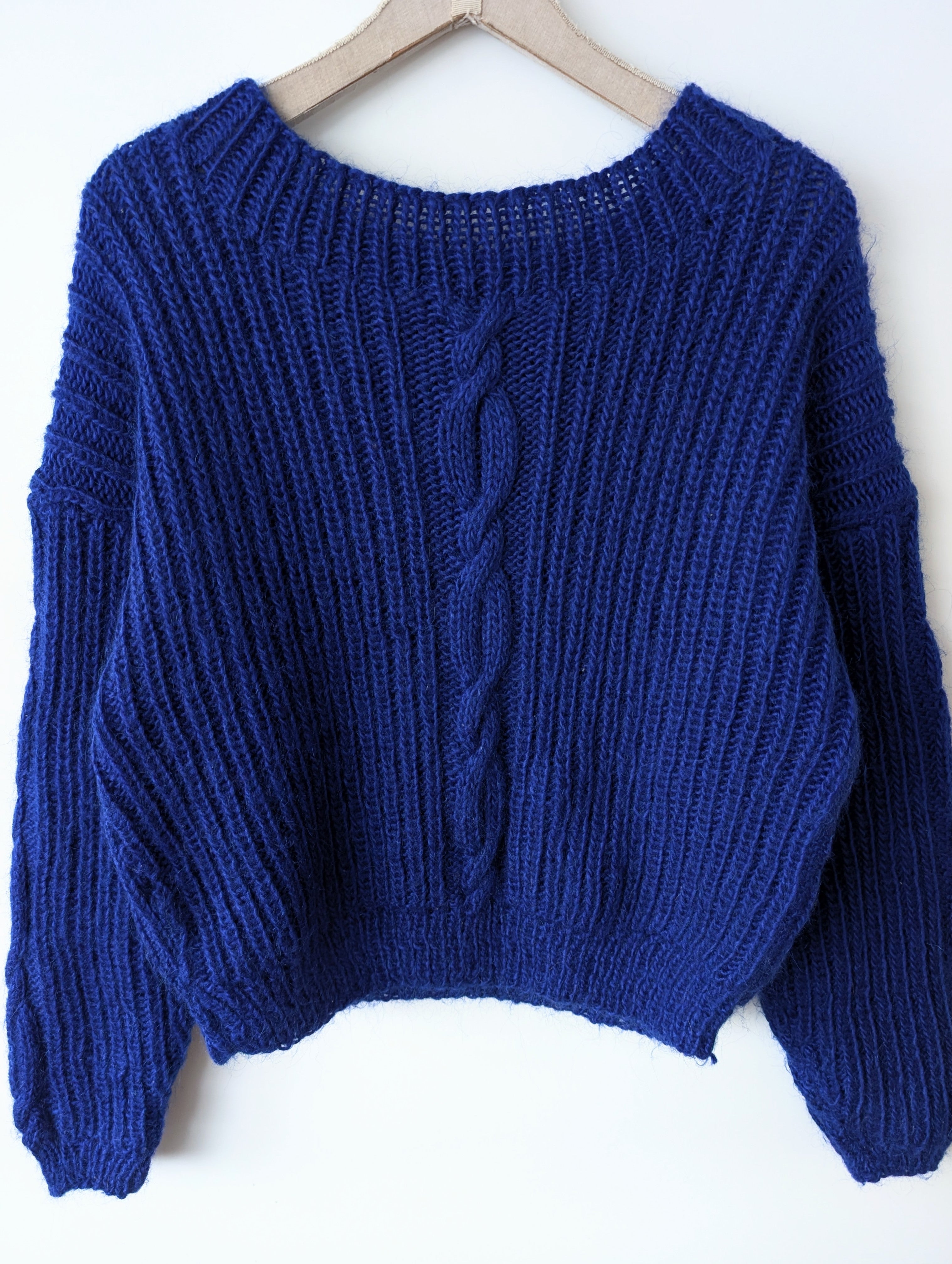 *Handmade* Pullover Wolle Royalblau (XL)