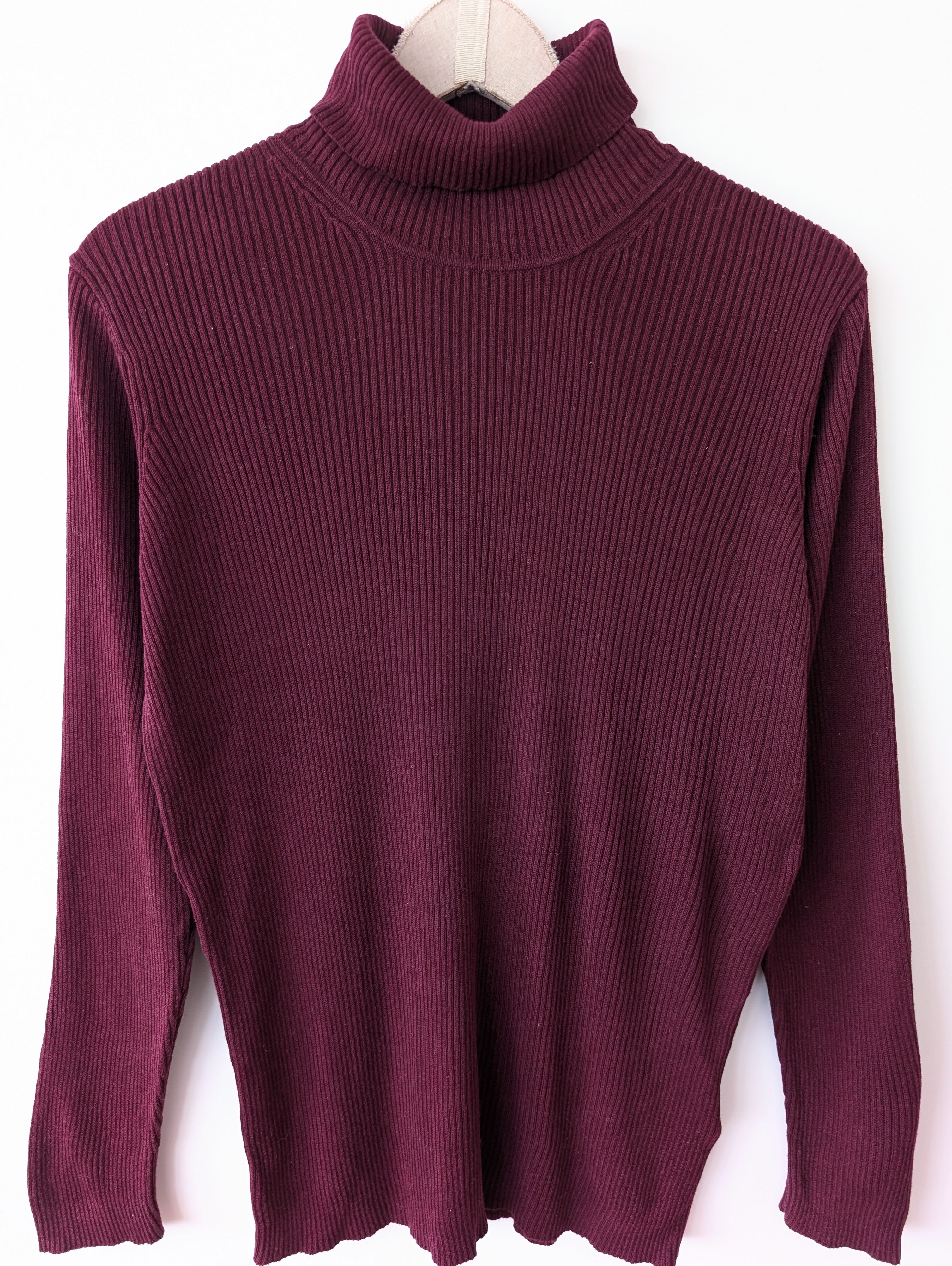 *Seide* Rollkragen Longsleeve Ripped Weinrot (L-XL)