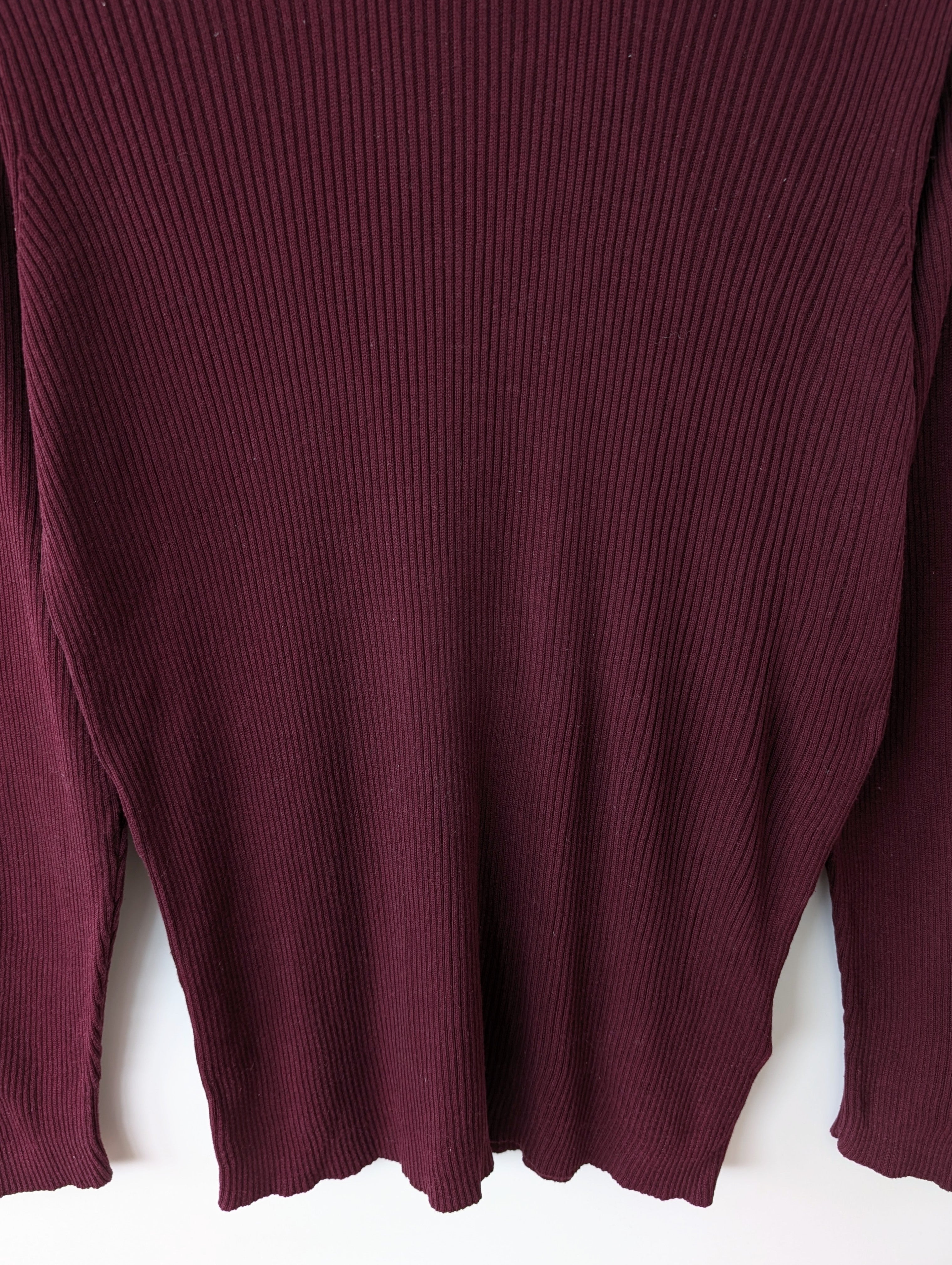 *Seide* Rollkragen Longsleeve Ripped Weinrot (L-XL)