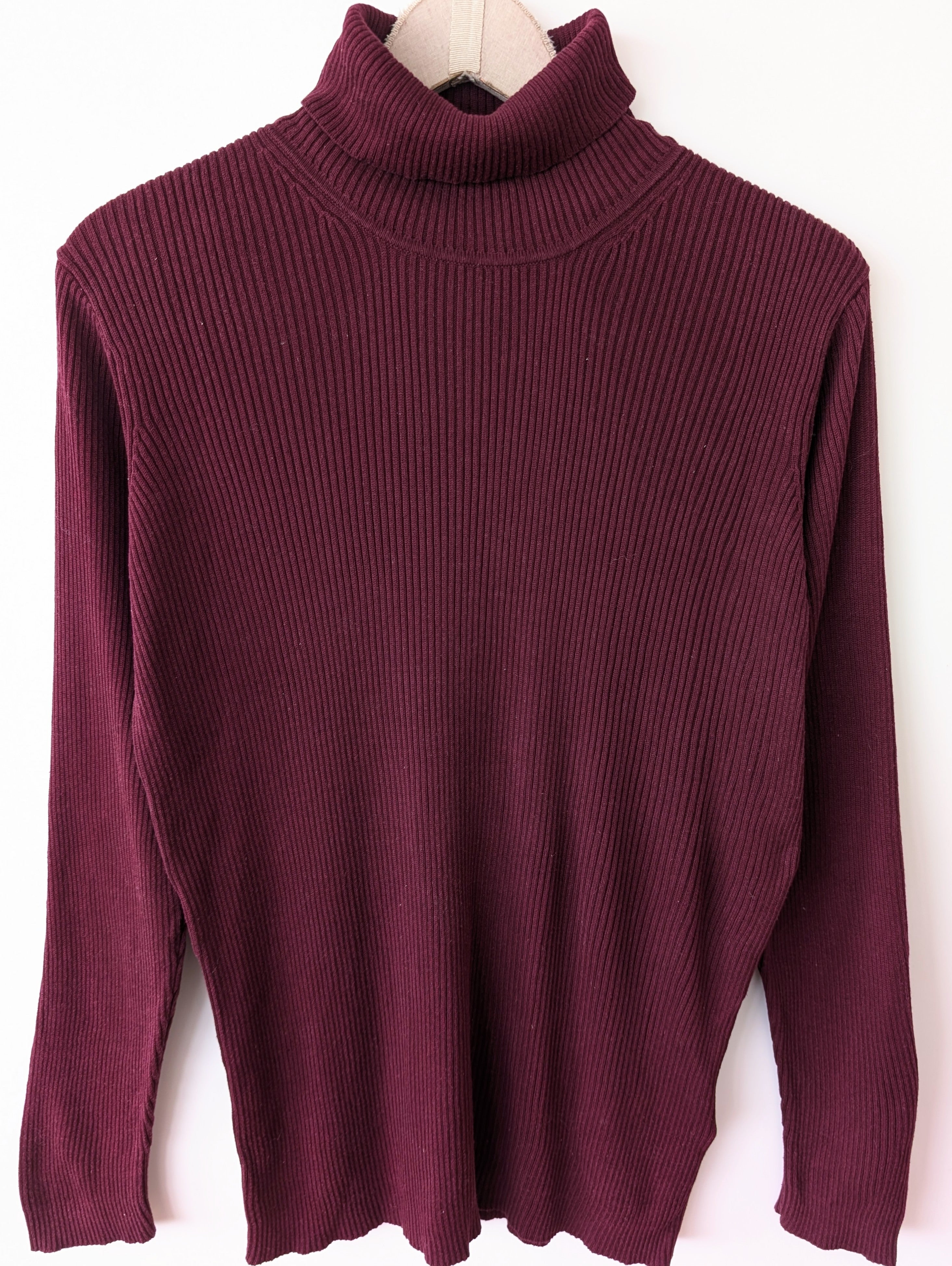 *Seide* Rollkragen Longsleeve Ripped Weinrot (L-XL)