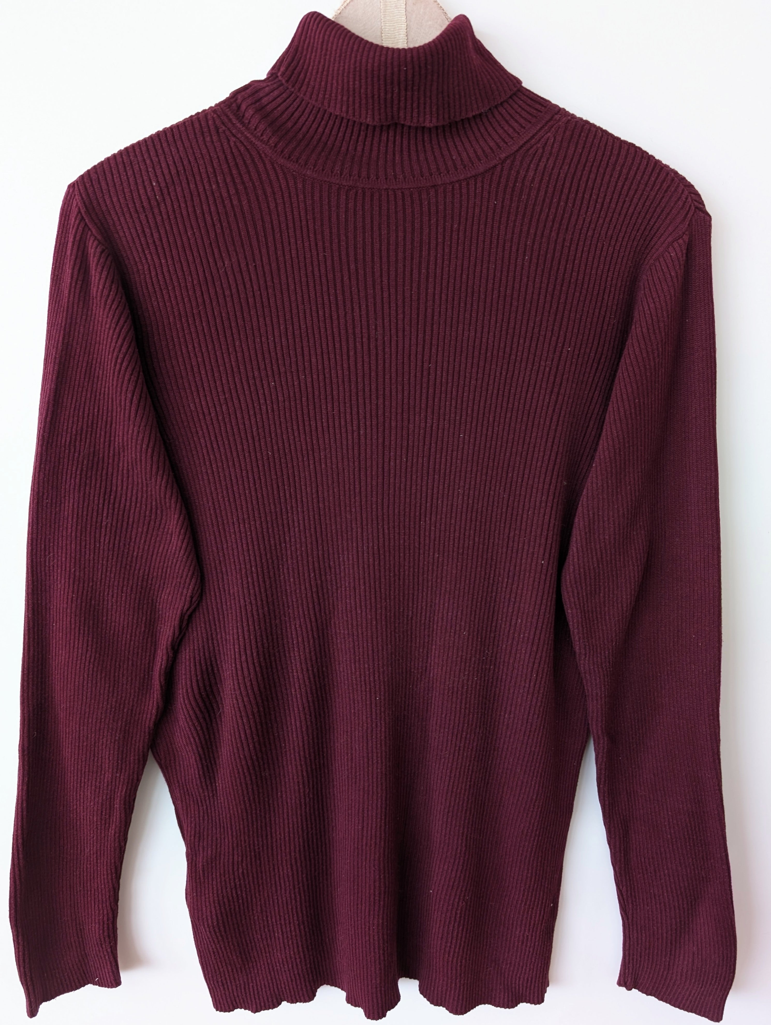 *Seide* Rollkragen Longsleeve Ripped Weinrot (L-XL)