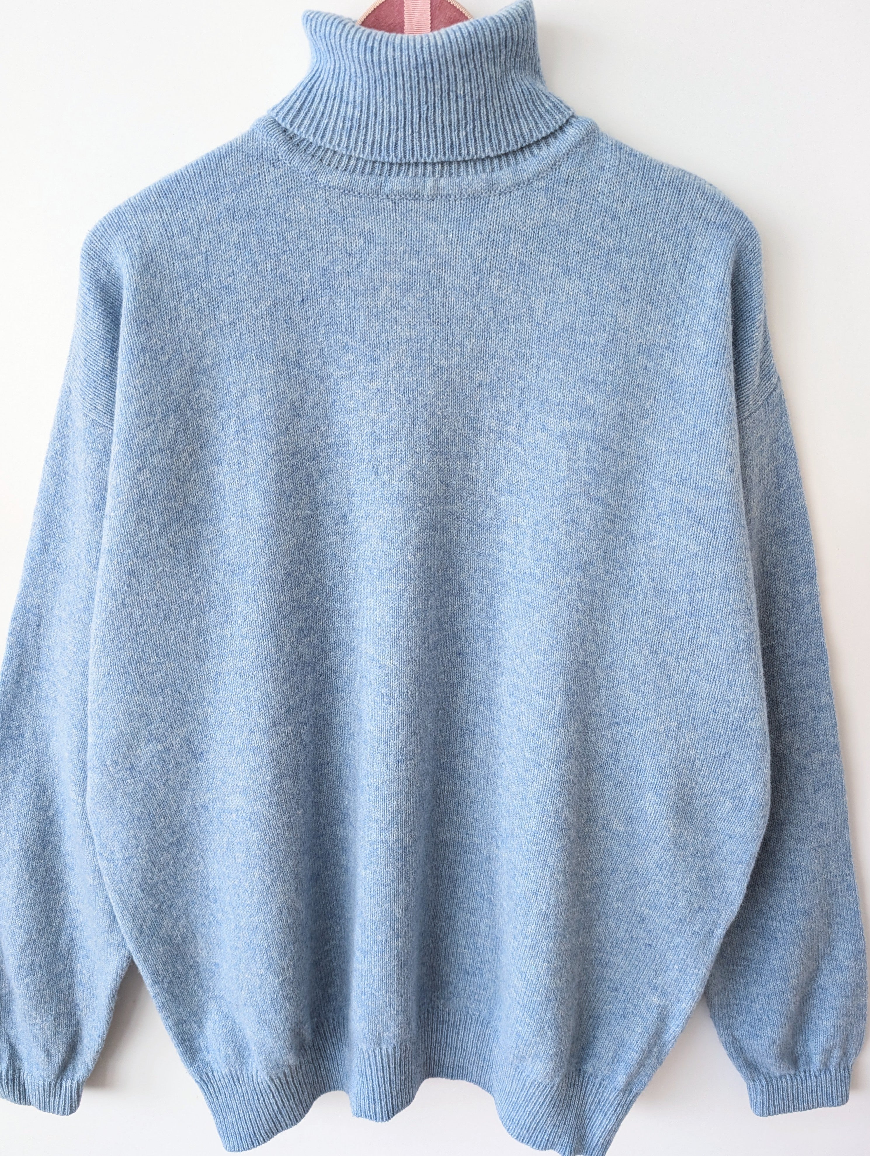 *Wolle* Pullover Rollkragen Basic Hellblau (XL)