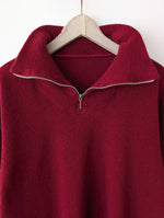 Lade das Bild in den Galerie-Viewer, *Wolle* Pullover Troyer Basic Kirschrot (XL)
