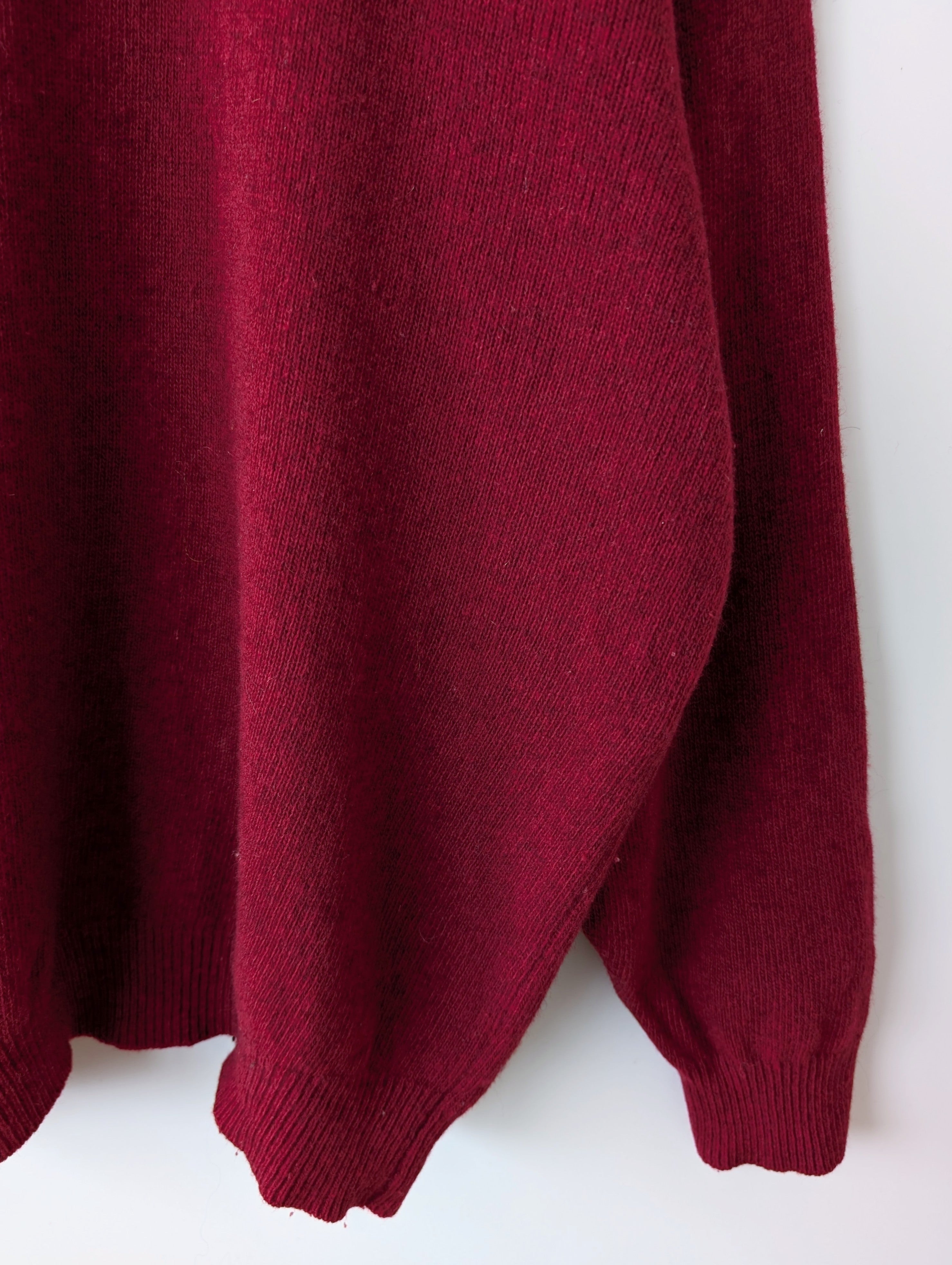 *Wolle* Pullover Troyer Basic Kirschrot (XL)