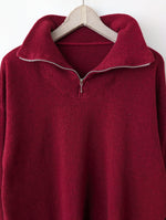 Lade das Bild in den Galerie-Viewer, *Wolle* Pullover Troyer Basic Kirschrot (XL)
