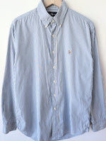 Lade das Bild in den Galerie-Viewer, *Ralph Lauren* Hemd Nadelstreifen Blau (L)
