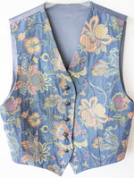 Lade das Bild in den Galerie-Viewer, XMAS Weste Gobelin Bohemian Stick Blau (L-XL)
