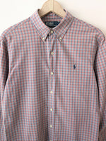 Lade das Bild in den Galerie-Viewer, *Polo Ralph Lauren* Hemd Karo Apricot Blau (L)
