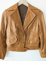 Lade das Bild in den Galerie-Viewer, Leder Blouson Jacke 70s Cognac (S)
