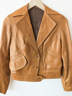 Lade das Bild in den Galerie-Viewer, Leder Blouson Jacke 70s Cognac (S)
