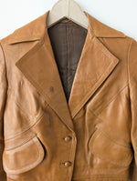 Lade das Bild in den Galerie-Viewer, Leder Blouson Jacke 70s Cognac (S)
