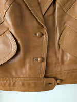 Lade das Bild in den Galerie-Viewer, Leder Blouson Jacke 70s Cognac (S)
