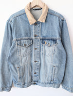Lade das Bild in den Galerie-Viewer, Jeansjacke Cord Kragen 90s Polo Stick (L)
