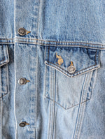 Lade das Bild in den Galerie-Viewer, Jeansjacke Cord Kragen 90s Polo Stick (L)

