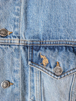 Lade das Bild in den Galerie-Viewer, Jeansjacke Cord Kragen 90s Polo Stick (L)
