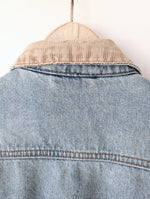 Lade das Bild in den Galerie-Viewer, Jeansjacke Cord Kragen 90s Polo Stick (L)
