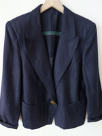 Lade das Bild in den Galerie-Viewer, Blazer Leinen 80s Marineblau (M-L)
