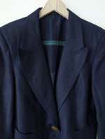 Lade das Bild in den Galerie-Viewer, Blazer Leinen 80s Marineblau (M-L)
