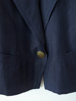 Lade das Bild in den Galerie-Viewer, Blazer Leinen 80s Marineblau (M-L)
