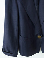 Lade das Bild in den Galerie-Viewer, Blazer Leinen 80s Marineblau (M-L)
