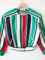 Lade das Bild in den Galerie-Viewer, Blouson Jacke Cropped 80s Blockstreifen (M-L)
