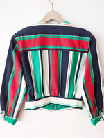Lade das Bild in den Galerie-Viewer, Blouson Jacke Cropped 80s Blockstreifen (M-L)
