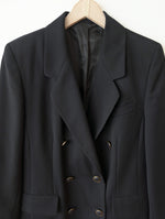 Lade das Bild in den Galerie-Viewer, Blazer Zweireiher Wolle 80s Schwarz (M-L)
