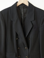Lade das Bild in den Galerie-Viewer, Blazer Zweireiher Wolle 80s Schwarz (M-L)
