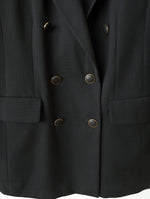 Lade das Bild in den Galerie-Viewer, Blazer Zweireiher Wolle 80s Schwarz (M-L)

