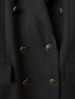 Lade das Bild in den Galerie-Viewer, Blazer Zweireiher Wolle 80s Schwarz (M-L)
