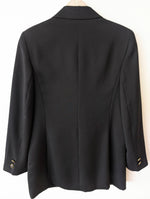 Lade das Bild in den Galerie-Viewer, Blazer Zweireiher Wolle 80s Schwarz (M-L)
