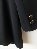 Lade das Bild in den Galerie-Viewer, Blazer Zweireiher Wolle 80s Schwarz (M-L)

