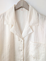Lade das Bild in den Galerie-Viewer, *Seide* Pyjama Set Zweiteiler Nadelstreifen Creme (XL-XXL)
