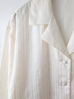 Lade das Bild in den Galerie-Viewer, *Seide* Pyjama Set Zweiteiler Nadelstreifen Creme (XL-XXL)
