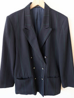 Lade das Bild in den Galerie-Viewer, Blazer 80s Nadelstreifen Grün Marine (XL)

