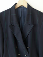 Lade das Bild in den Galerie-Viewer, Blazer 80s Nadelstreifen Grün Marine (XL)
