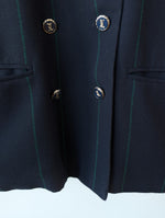Lade das Bild in den Galerie-Viewer, Blazer 80s Nadelstreifen Grün Marine (XL)
