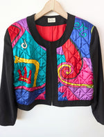 Lade das Bild in den Galerie-Viewer, Cropped Blouson Wolle 80s Art Print (M-L)
