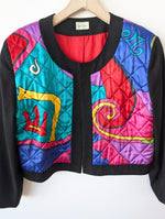 Lade das Bild in den Galerie-Viewer, Cropped Blouson Wolle 80s Art Print (M-L)
