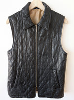 Lade das Bild in den Galerie-Viewer, Lederweste 80s Steppweste Schwarz (S-M)
