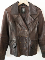 Lade das Bild in den Galerie-Viewer, Lederjacke Blazer Napoleon Military Braun (S-M)
