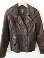 Lade das Bild in den Galerie-Viewer, Lederjacke Blazer Napoleon Military Braun (S-M)
