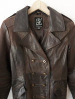 Lade das Bild in den Galerie-Viewer, Lederjacke Blazer Napoleon Military Braun (S-M)
