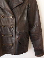 Lade das Bild in den Galerie-Viewer, Lederjacke Blazer Napoleon Military Braun (S-M)
