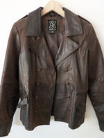 Lade das Bild in den Galerie-Viewer, Lederjacke Blazer Napoleon Military Braun (S-M)

