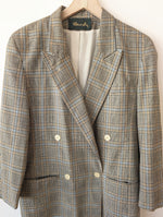 Lade das Bild in den Galerie-Viewer, *Wolle* Blazer Robert Ley 80s Tartan (S-M)
