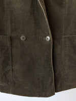 Lade das Bild in den Galerie-Viewer, *Samt* Blazer 80s Zweireiher Khaki (S-M)
