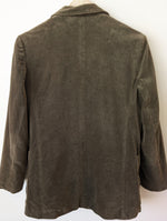 Lade das Bild in den Galerie-Viewer, *Samt* Blazer 80s Zweireiher Khaki (S-M)
