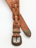 Lade das Bild in den Galerie-Viewer, *Armani* Gürtel Leder Geflecht Cognac Western (100-110)
