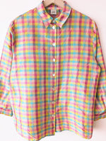 Lade das Bild in den Galerie-Viewer, *Wildseide* Bluse Colorblock Pastell Karo Print (L-XL)
